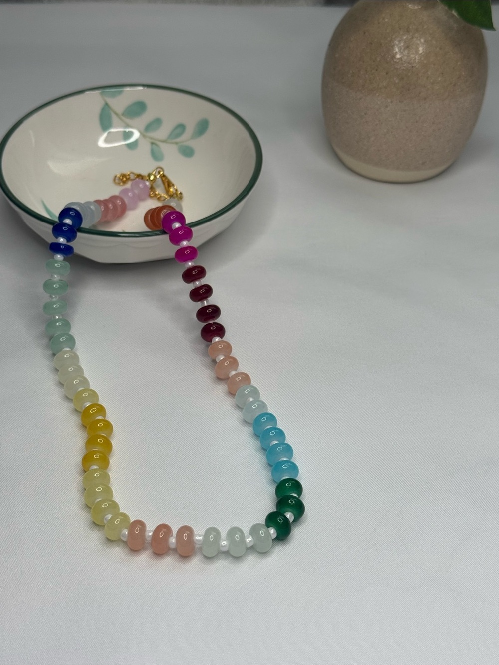 Multicolor Beaded Women's Necklace - Vibrant Rainbow Gem Beads